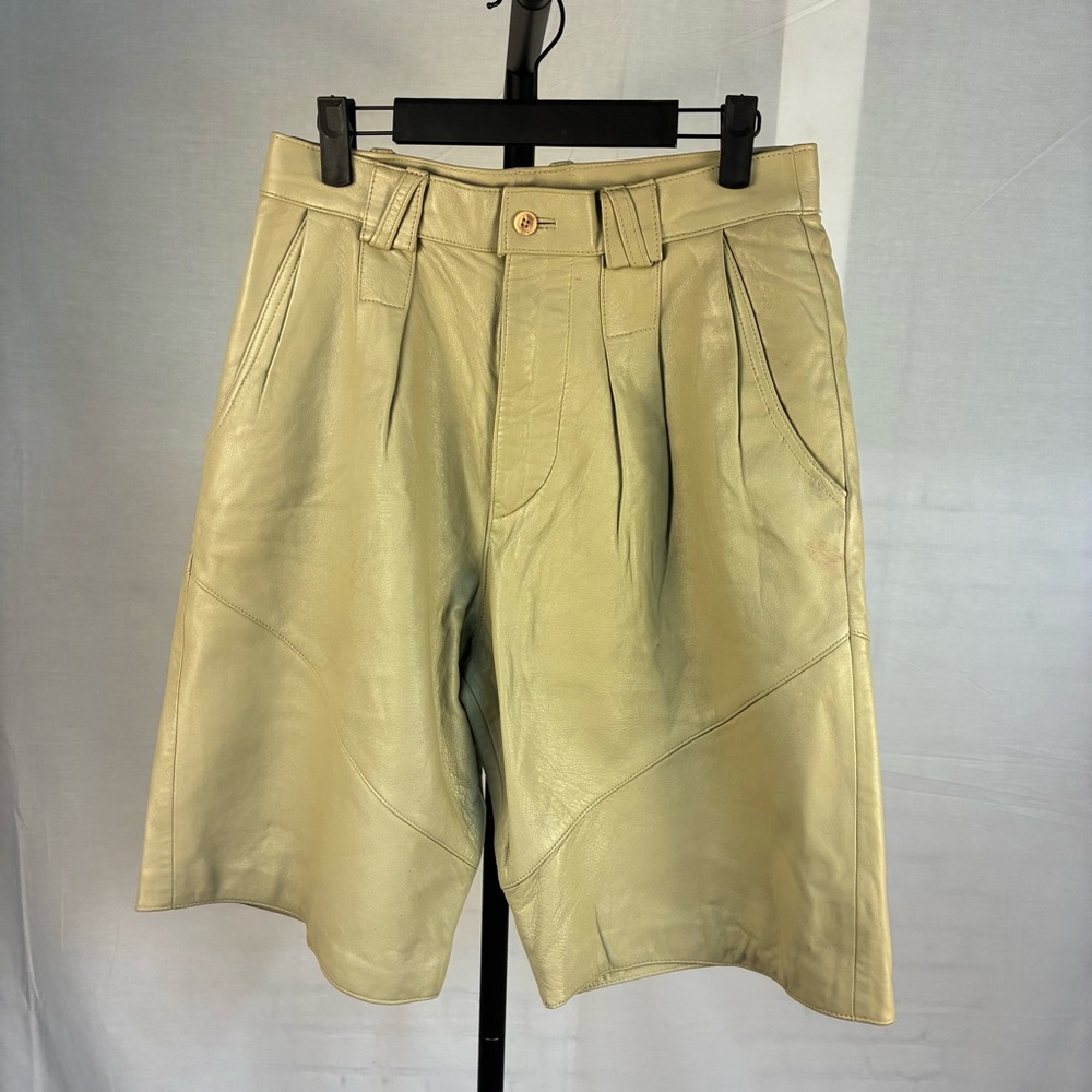 Vintage Leather Shorts Saxony Collection High Rise Cream 30